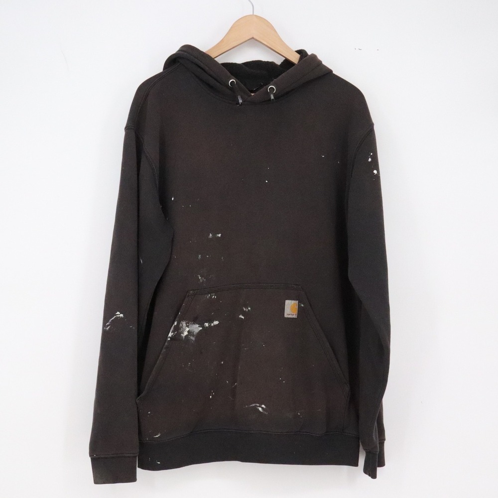 Carhartt Hoodie Mens M Loose Fit Black Multiple Flaws